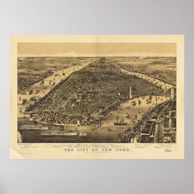 The City of New York by Currier & Ives (1889) Poster (Vorne)