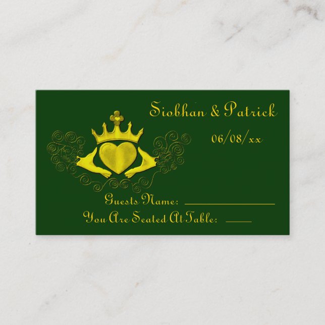The Claddagh (Gold) (Hochzeit) Platzkarte (Vorderseite)