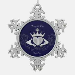 The Claddagh (Silver) Schneeflocken Zinn-Ornament