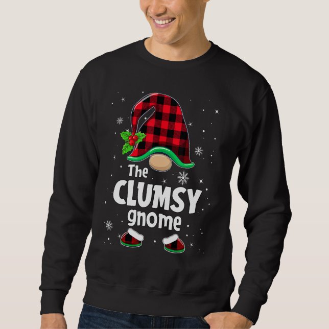 The Clumsy Gnome Buffalo Plaid Christmas Matching  Sweatshirt (Vorderseite)
