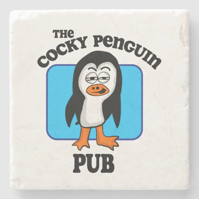 The Cocky Penguin Pub Steinuntersetzer (Vorderseite)