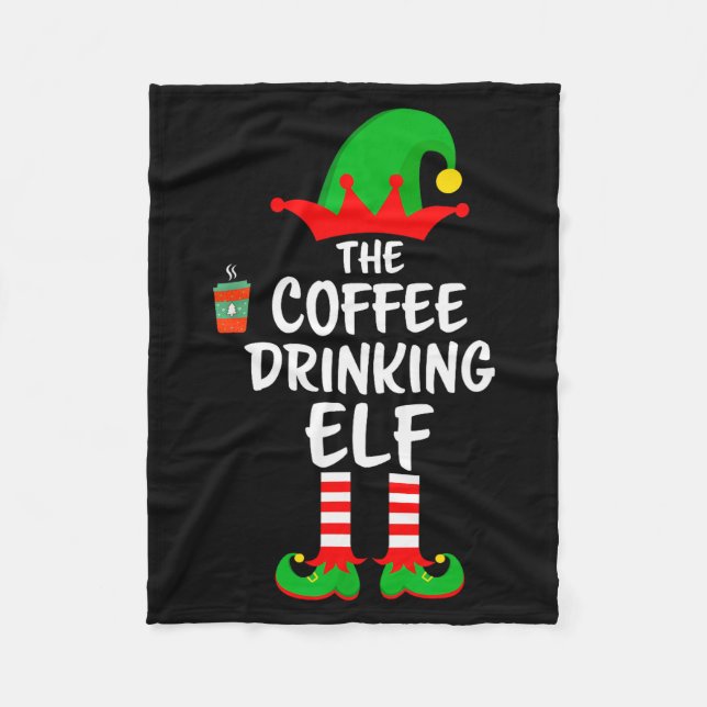 The Coffee Drinking Elf Matching Family Christmas  Fleecedecke (Vorderseite)