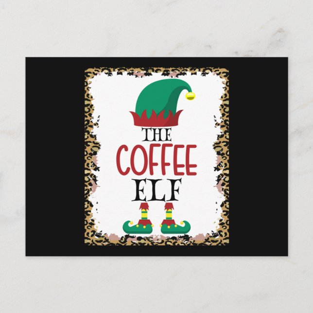 The Coffee Elf Leopard Elf Christmas Gift Postkarte (Vorderseite)