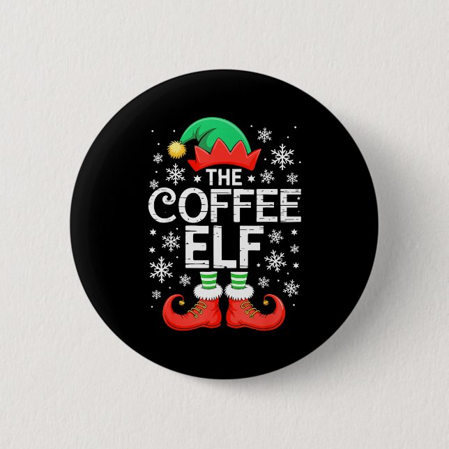 The Coffee Elf Shirt Men Women Family Matching Chr Button (Vorderseite)