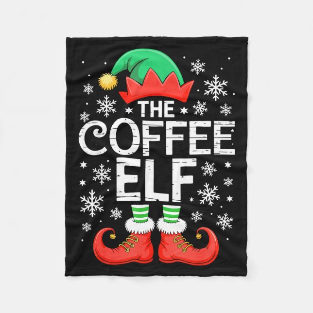 The Coffee Elf Shirt Men Women Family Matching Chr Fleecedecke (Vorderseite)