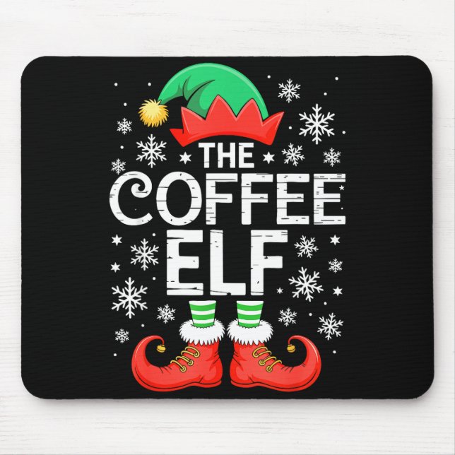 The Coffee Elf Shirt Men Women Family Matching Chr Mousepad (Vorne)