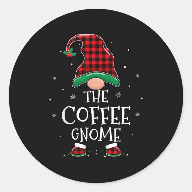 The Coffee Gnome Xmas Family Matching Plaid Christ Runder Aufkleber (Vorderseite)