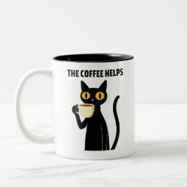 The Coffee Helps – Cute Black Cat Coffee Mug Zweifarbige Tasse