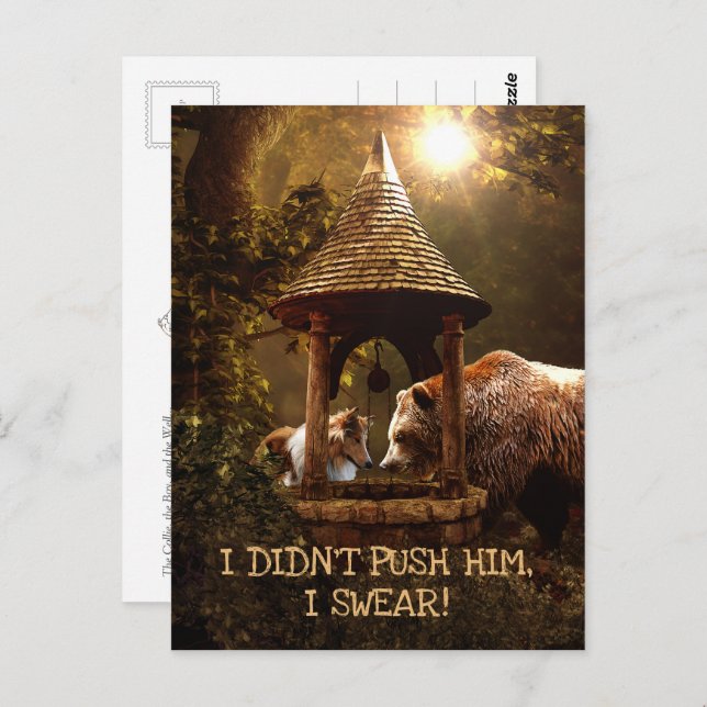 The Collie, the Boy and the Well - Funny Postkarte (Vorne/Hinten)