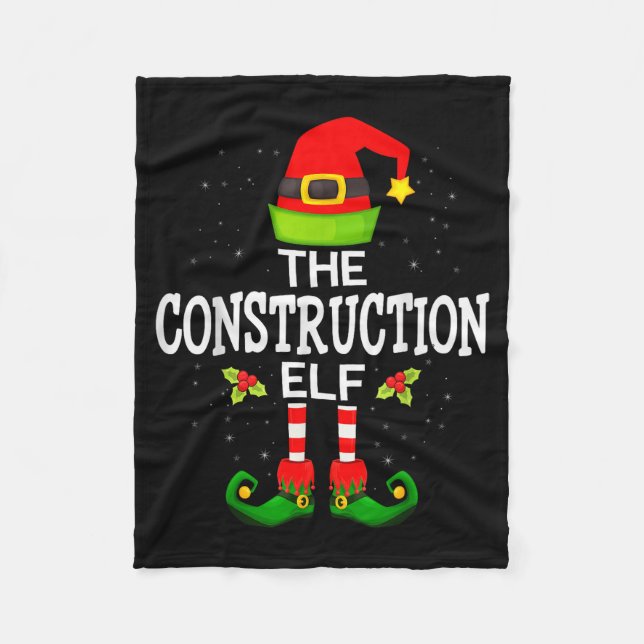 The Construction Elf Christmas Family Matching Paj Fleecedecke (Vorderseite)