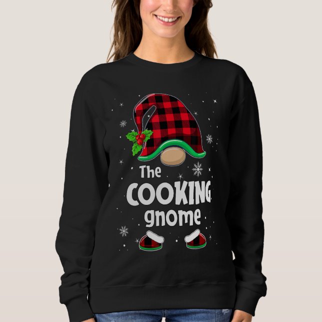 The Cooking Gnome Buffalo Plaid Christmas Matching Sweatshirt (Vorderseite)