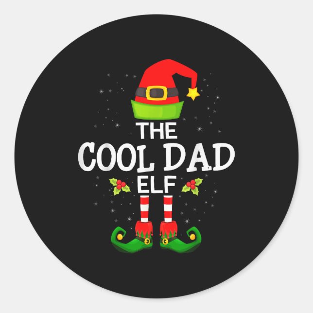 The Cool Dad Elf Christmas Family Matching Pajama  Runder Aufkleber (Vorderseite)