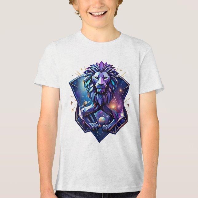 The Cosmic Geometric Lion Tri-Blend Shirt (Vorderseite)