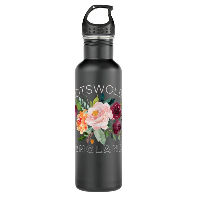 The Cotswolds England UK Watercolor Rose Boquet Ga Edelstahlflasche (Vorderseite)