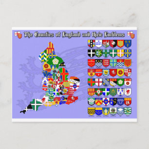 The Counties of England, their flags & emblems Postkarte
