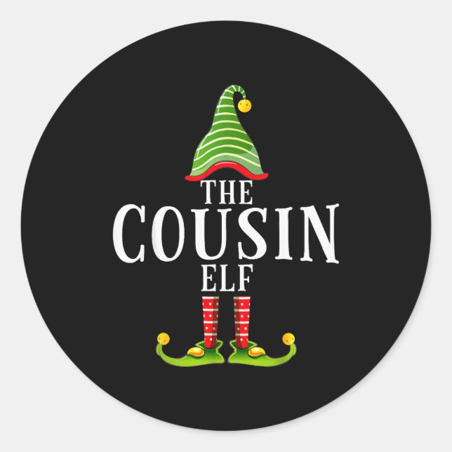 The Cousin Elf Funny Matching Pajama Xmas  Runder Aufkleber (Vorderseite)