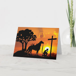 The Cowboy at the Cross Easter Greeting Card Art Feiertagskarte