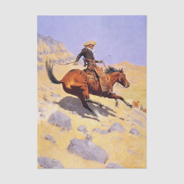 The Cowboy by Frederic Remington Seidenpapier (Vorderseite)