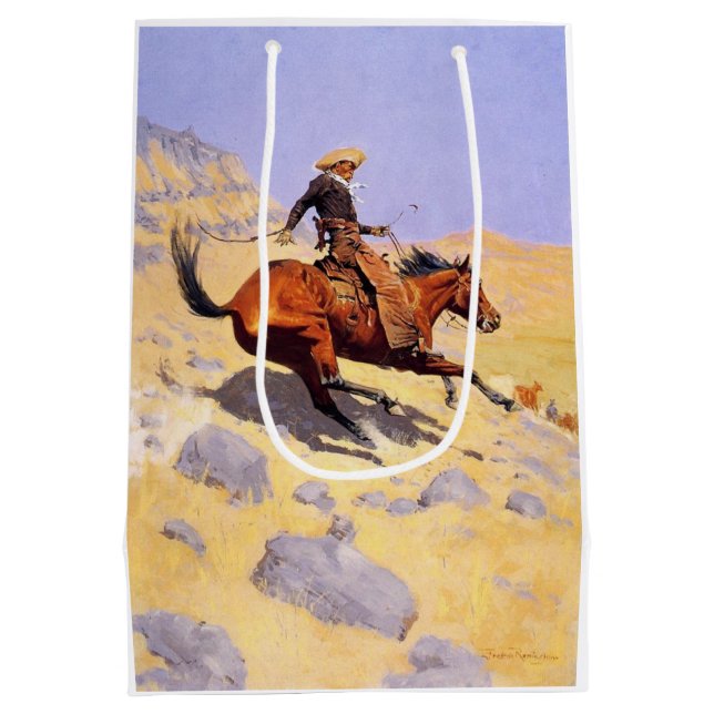 The Cowboy (von Frederic Remington) Mittlere Geschenktüte (Rückseite)
