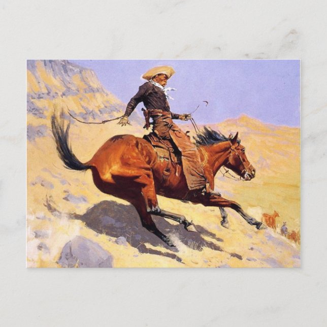 The Cowboy (von Frederic Remington) Postkarte (Vorderseite)