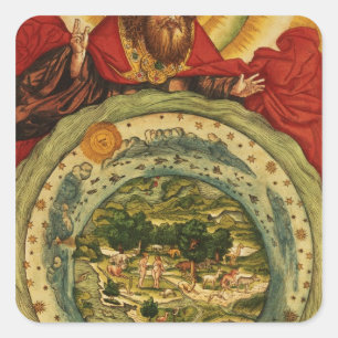 The Creation, from the Luther Bible, c.1530 Quadratischer Aufkleber