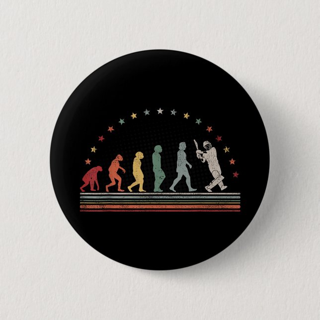 The Cricket Evolution Retro Cricketer Men Cricket  Button (Vorderseite)