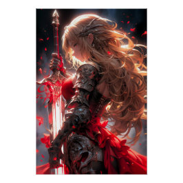 The Crimson Knight | Anime Warrior Princess Art Poster