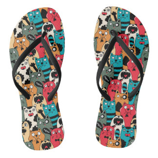 The crowd of cats flip flops