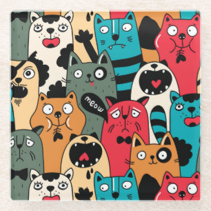The crowd of cats glasuntersetzer