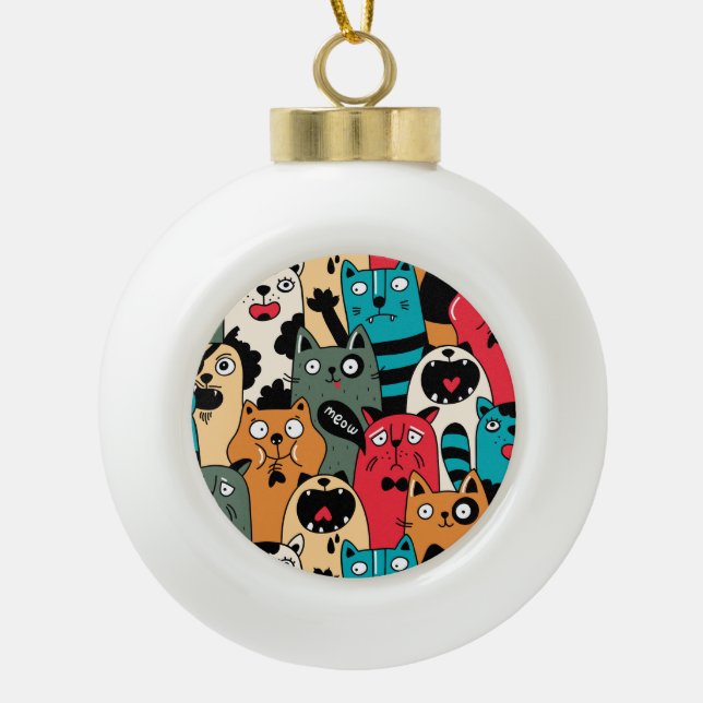 The crowd of cats keramik Kugel-Ornament (Vorderseite)
