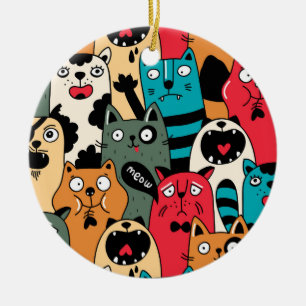 The crowd of cats keramik ornament