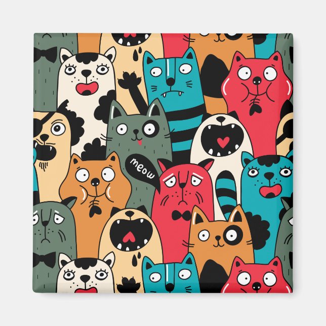 The crowd of cats magnet (Vorne)