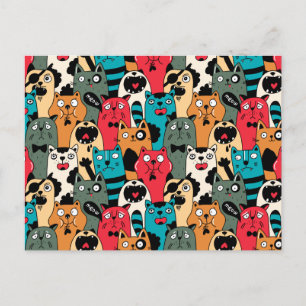 The crowd of cats postkarte
