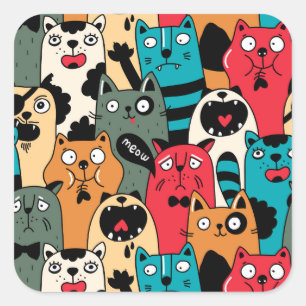 The crowd of cats quadratischer aufkleber