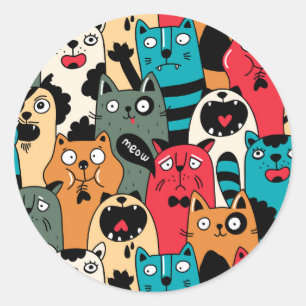 The crowd of cats runder aufkleber