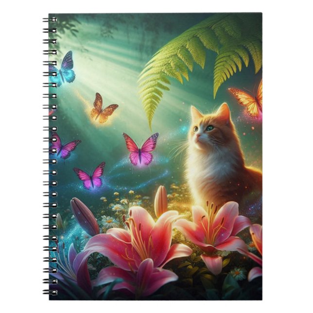 The Curious Cat & Her Butterflies Notizblock (Vorderseite)
