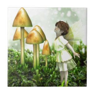 The Curious Fairy - Fairy and Toadstools Fliese