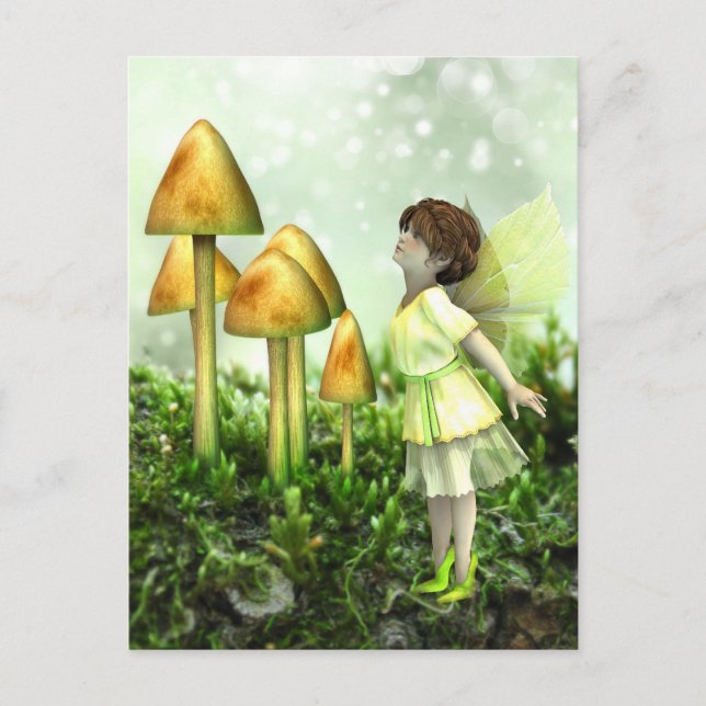 The Curious Fairy - Fairy and Toadstools Postkarte (Vorderseite)
