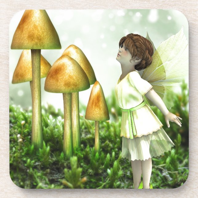 The Curious Fairy - Fairy and Toadstools Untersetzer (Vorderseite)