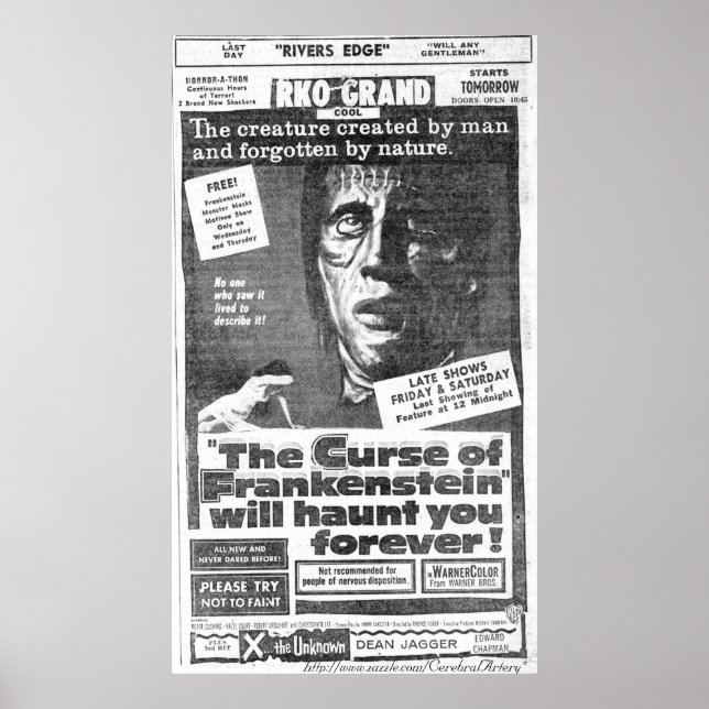 "The Curse of Frankenstein" (1957) und Poster (Vorne)