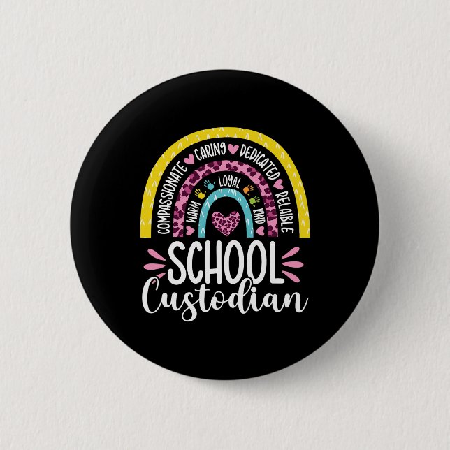 The Custodian Battery Life School Janitor Rainbow Button (Vorderseite)