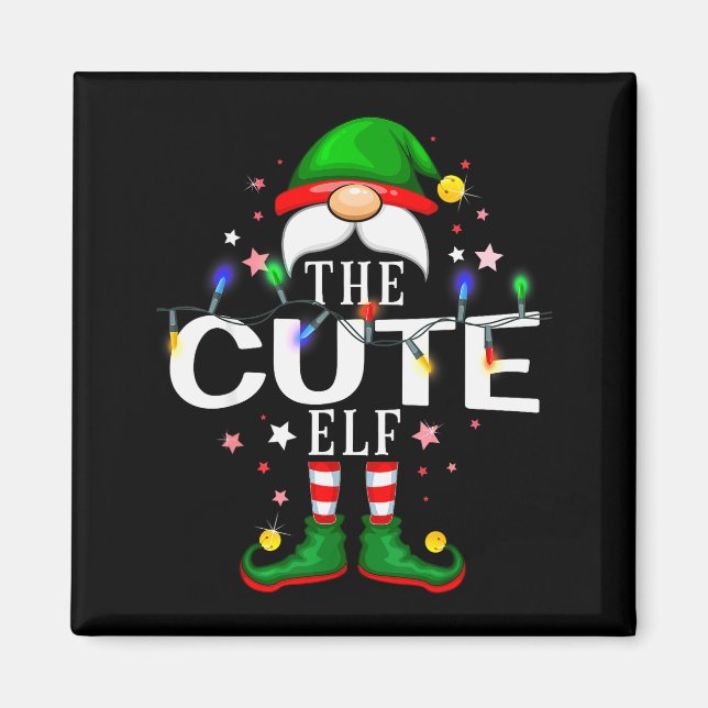 The Cute Elf Christmas Family Pajama Party  Magnet (Vorne)