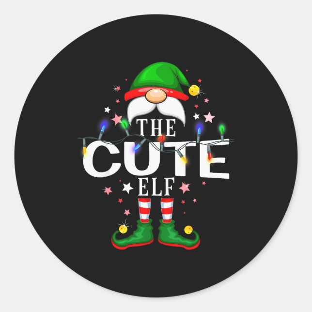 The Cute Elf Christmas Family Pajama Party  Runder Aufkleber (Vorderseite)