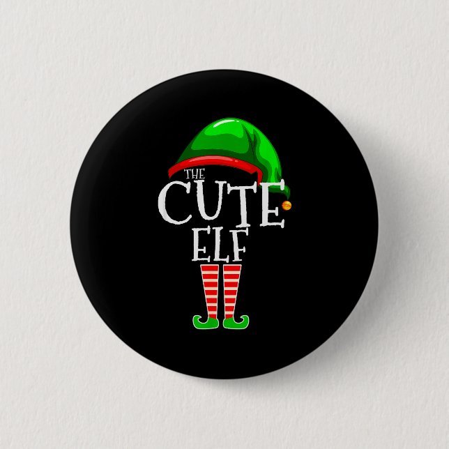 The Cute Elf Group Matching Family Christmas  Button (Vorderseite)