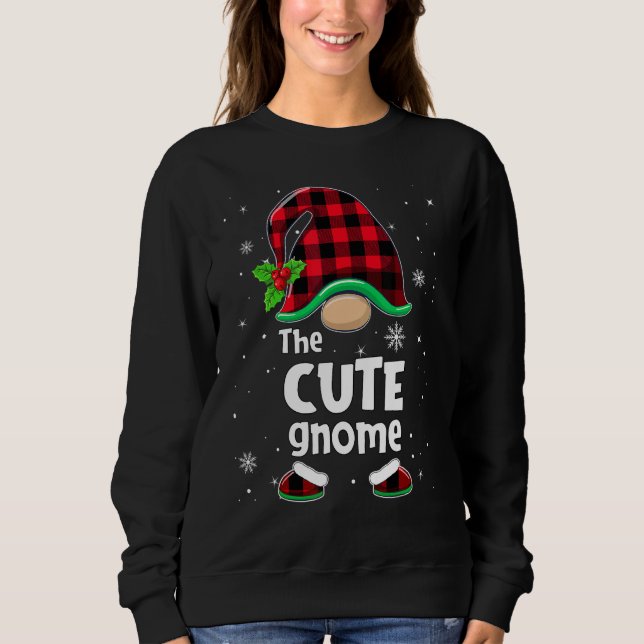 The Cute Gnome Buffalo Plaid Christmas Matching Fa Sweatshirt (Vorderseite)