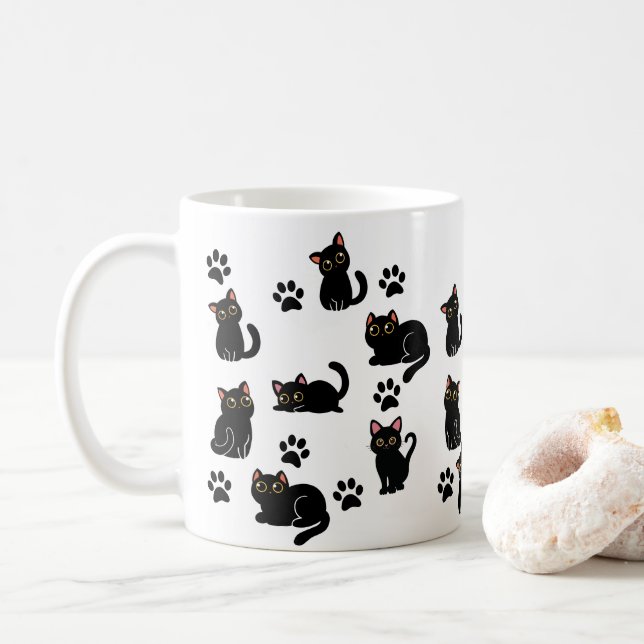 The Cutest Black Cat Mug Gift for Cat Lovers Kaffeetasse (Mit Donut)