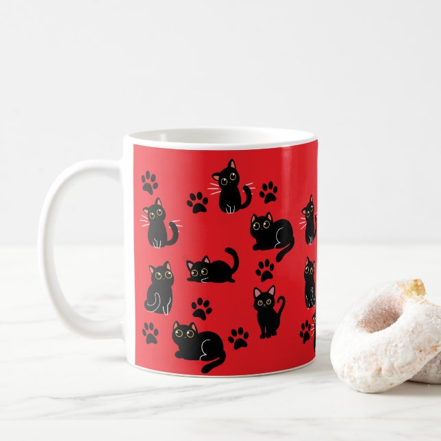 The Cutest Black Cat Mug Gift for Cat Lovers Kaffeetasse (Mit Donut)