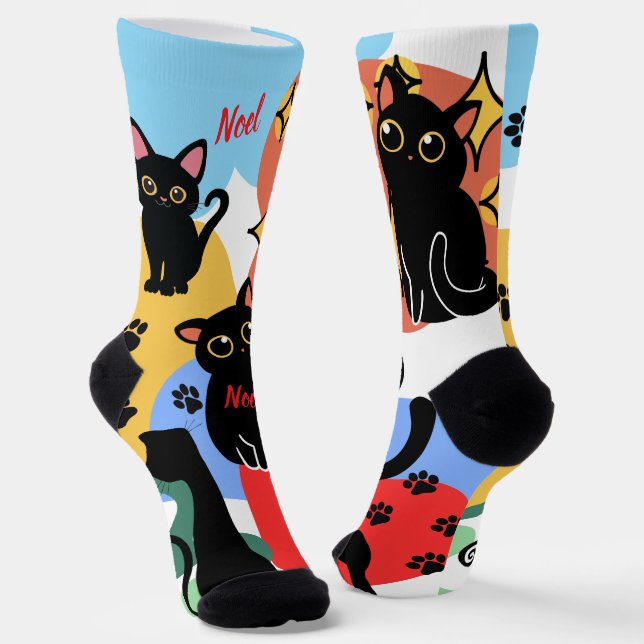 The Cutest Black Cat Socks - Black Cat Gift  Socken (Gewinkelt)