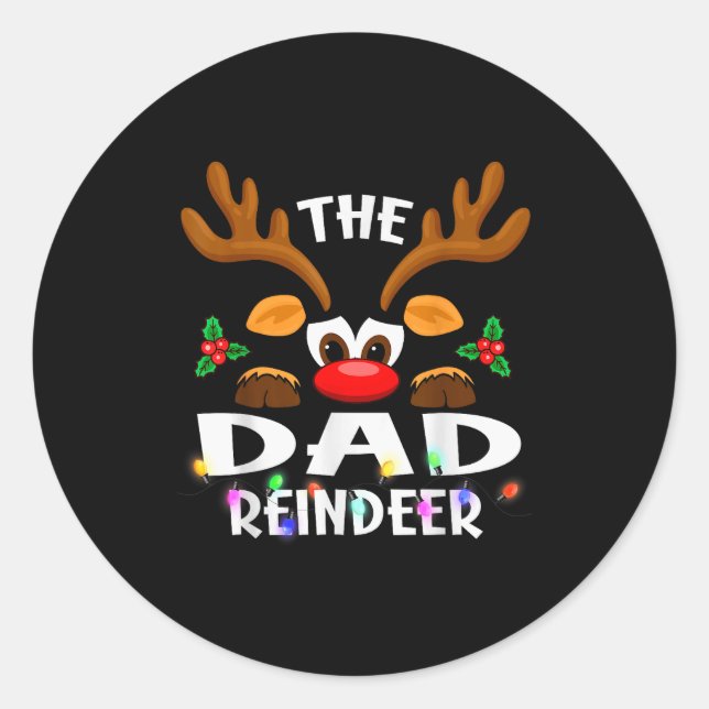 The Dad Reindeer Christmas Men Women  Runder Aufkleber (Vorderseite)