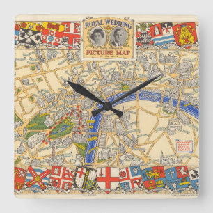 The Daily Telegraph Map of the Royal Wedding Route Quadratische Wanduhr